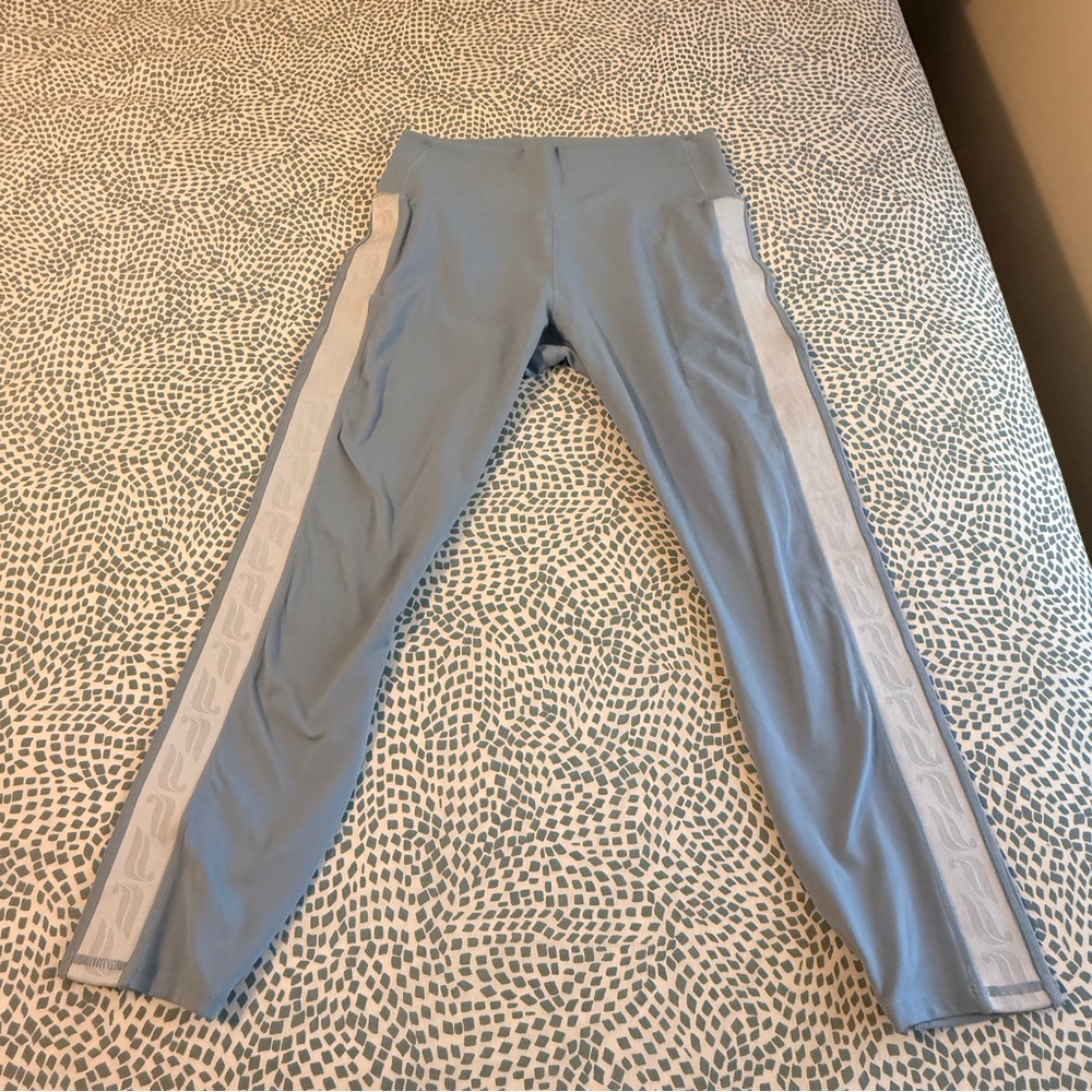 Fabletics | Blue Leggings with Signature Reflective White Side Stripe